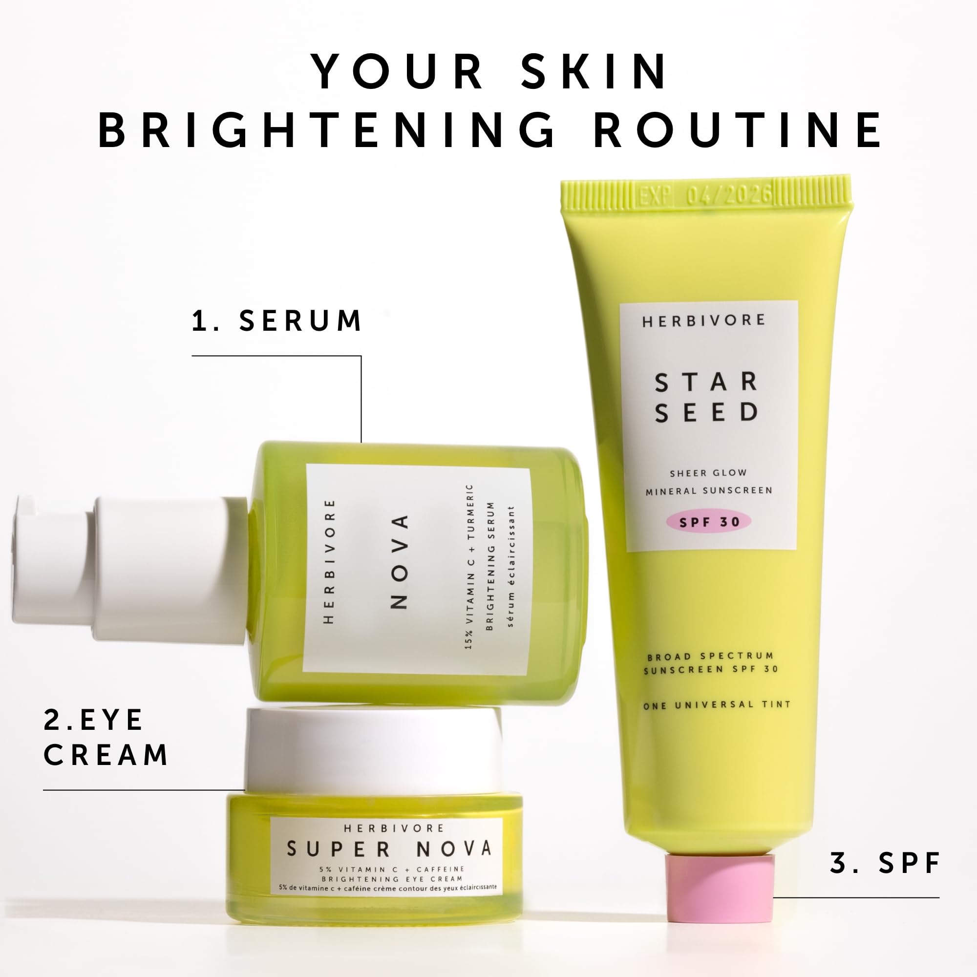 HERBIVORE Super Nova 5% THD Vitamin C + Caffeine Brightening Eye Cream | Targets Dark Circles & Puffiness | Vegan, Plant-Based, Cruelty-Free,15 mL / 0.5 oz