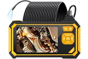 Industrial Endoscope, SKYBASIC 5.5mm HD Borescope Snake Camera with 32GB Card, IP67 Waterproof Handheld Pipe Sewer Inspection Camera 4.3'' LCD Screen, 6 LED Lights, 16.5FT Semi-Rigid Cable (Yellow)