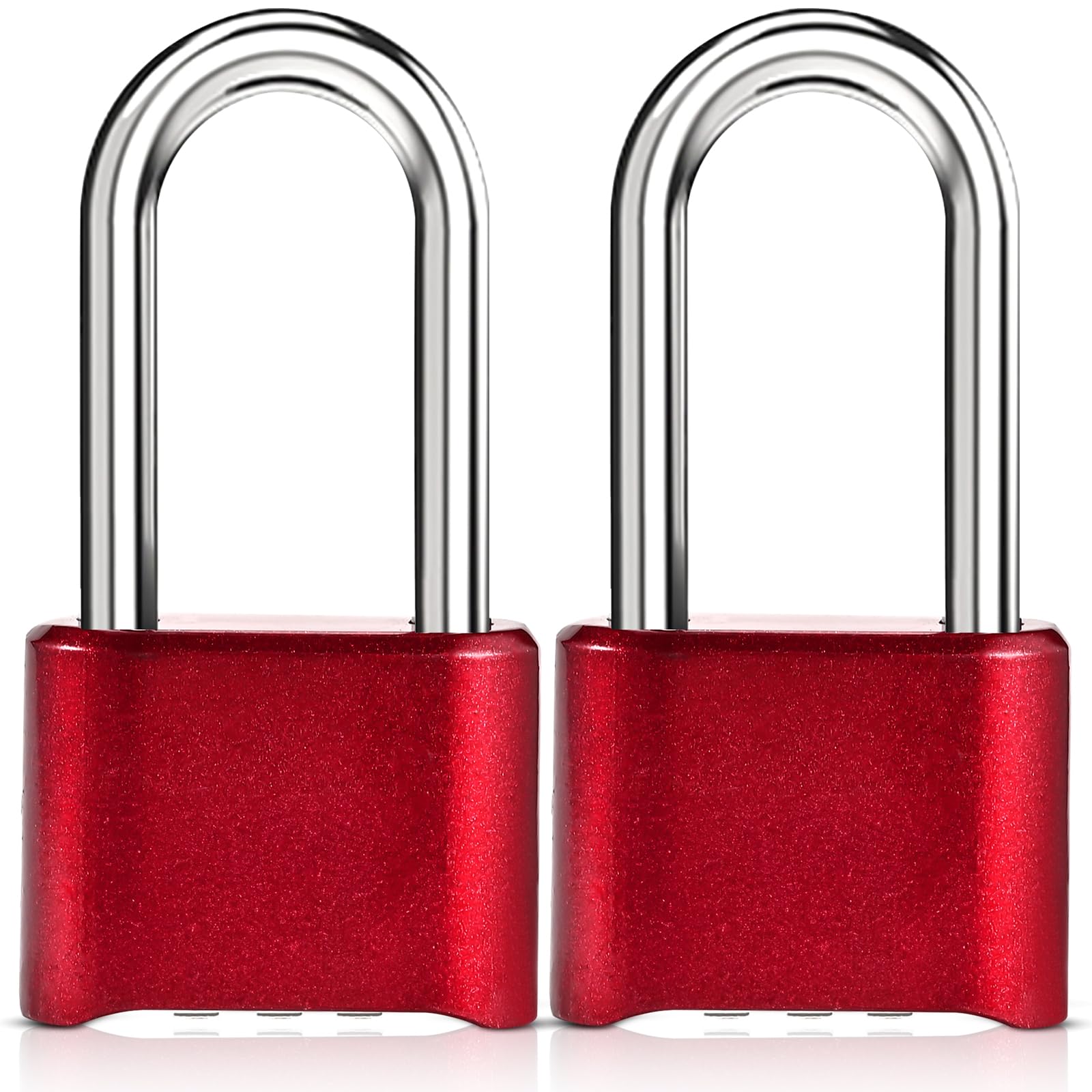 Photo 1 of Faburo Combination Lock, 4-Digit Heavy Duty Combo Lock, Combination Padlock Outdoor Waterproof Gate Locks for Outdoor Fence, Locker, Sheds, Gym, Gate Hasps (Long Shackle) (2pcs-Red)