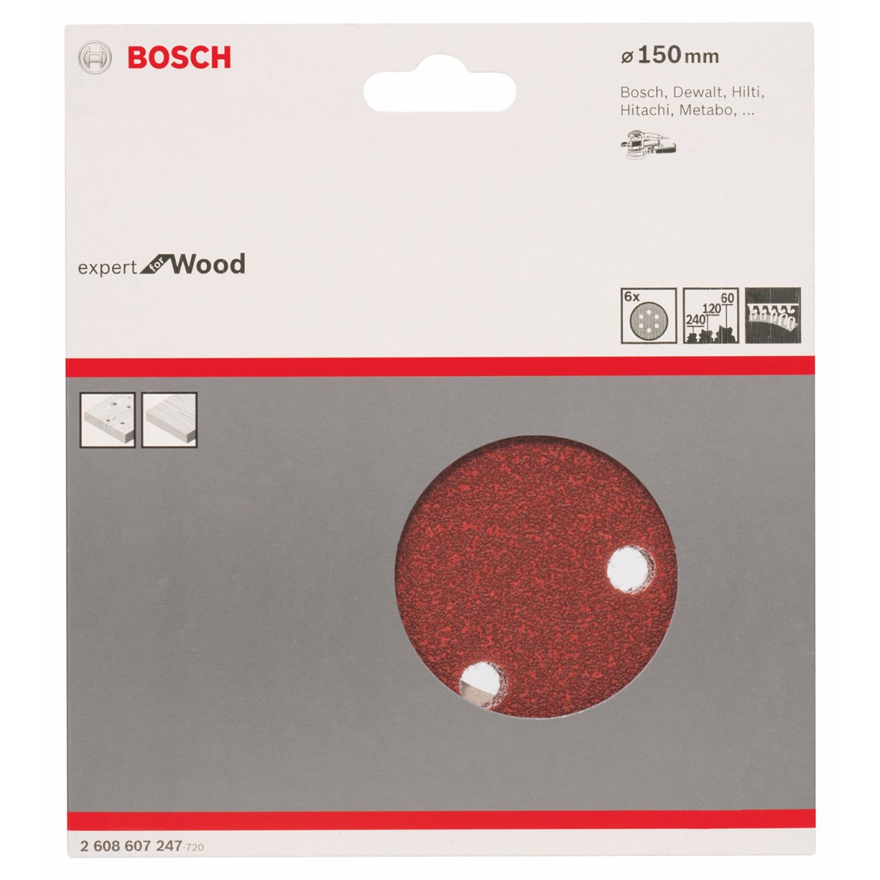 Bosch 2608607247 150 mm Sanding Sheets for Random Orbit Sanders