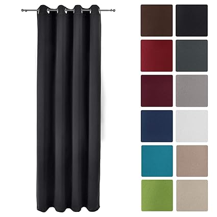 Barre Rideau Opaque Uni Gris Uni Blanc Maison Rideaux