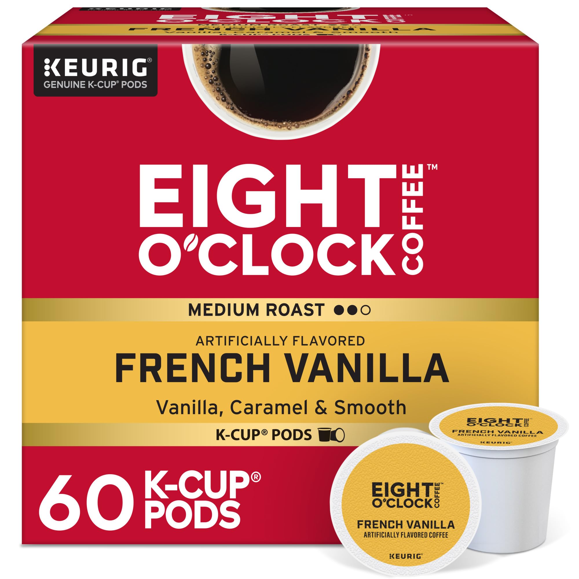 Eight O'Clock Coffee French Vanilla, Single-Serve Coffee K-Cup Pods, Medium Roast, 60 Count Image
