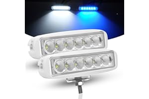 WFPOWER Boat Light 2 Pack, Blue and White Color 2 Mode LED Marine Spotlights Waterproof, 6 inch Deck Dock Flood Light for Boa
