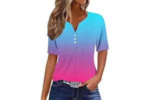 FLOLEO Womens Summer Tops Eyelet Cold Shoulder Shirt Button down Henley Shirts Vacation Trendy Vneck Blouse Boho Comfy Shirts
