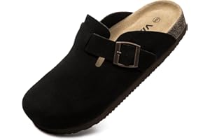 Vayfio Suede Clogs Potato Shoes Cork Footbed Sandals Comfort Mules with Arch Support Slip On Slippers