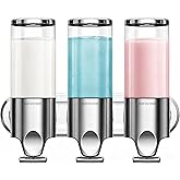 Shower Soap Dispenser, 3 Chamber Wall Mount & Refillable, Shampoo and Conditioner Dispenser for Home Bathroom, Stainless Stee