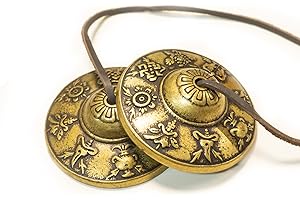 VI IN POPO VIIN POPO Tibetan Tingsha Bells, Handmade Brass Advanced Tibetan Tingsha Cymbals in Nepal—Chakra Healing, Stress Relief, Sound Awakening, Yoga Meditation, Mindfulness 2.6in/6.6cm (Eight Treasures)