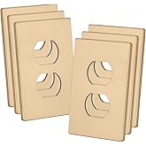 Bates- Screwless Duplex Wall Plate, Standard Size, 4.68" x 2.9", 6 Pack, Gold, 1-Gang Child Safe Receptacle Outlet Cover, Unbreakable Polycarbonate Thermoplastic