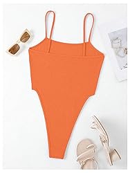 Milumia Women's Spaghetti Strap High Cut Bodysuit