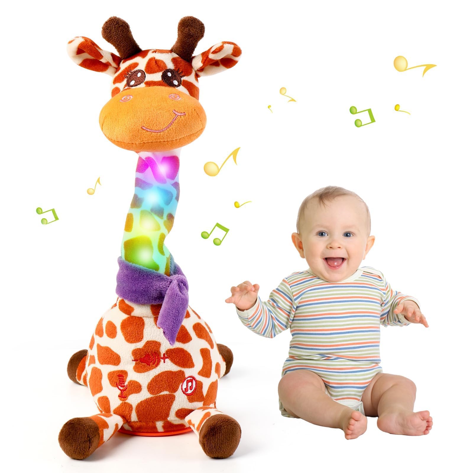 Edencomer Singing Dancing Giraffe Toy, Volume Control Talking Giraffe Speaking Toys for Baby Toddler Encourage Speech, Birthday Gifts for Kids Boys Girls (Spotted) — image 1