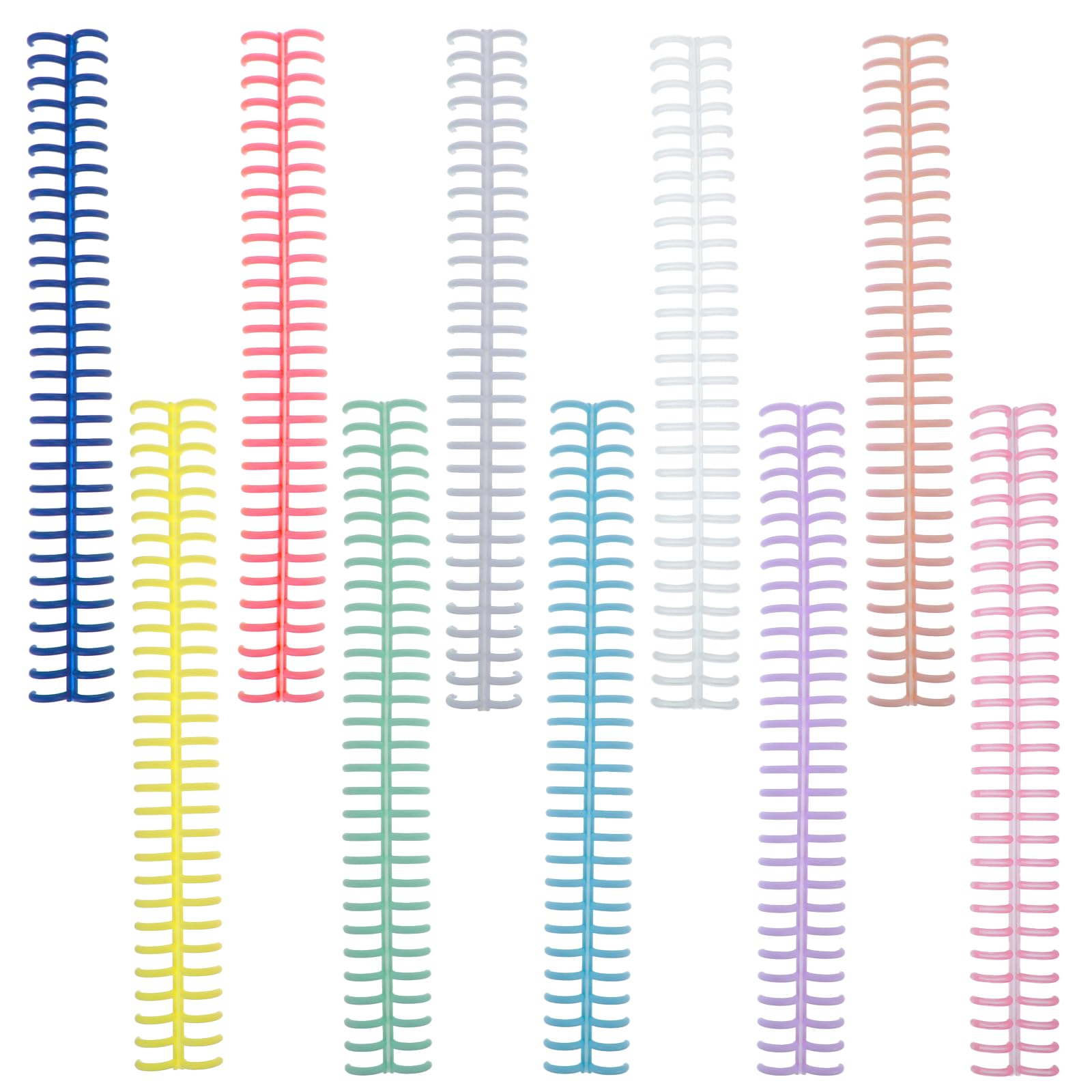 COMNICO 10Pcs Comb Binding Spines, Plastic Binding Combs 30 Ring 10 Colors Spines Bind Combs 85 Sheet Capacity for Student Teacher Business Document File Making Office and School Use (12mm)