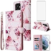 Asuwish Compatible with Samsung Galaxy S22 Ultra 5G 2022 Wallet Case Tempered Glass Screen Protector Leather Flip Card Holder Stand Cell Phone Cases for Gaxaly S22ultra 22S S 22 22ultra G5 Rose Gold