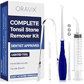 ORAVIX Tonsil Stone Remover - Tonsil Stone Removal Kit - Tonsillolith Remover Tool - Tonsil Cleaner - Fight Bad Breath - Tonsil Stone Removal Tool - Oral Irrigator - Tongue Scraper - 7 Pieces