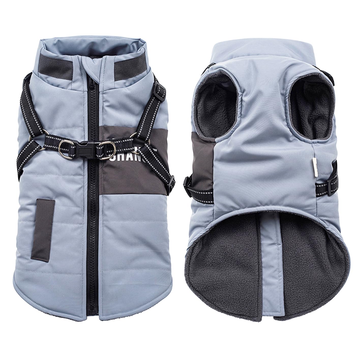 Oslueidy Dog Winter Jackets,Warm Dogs Coats Dogs Clothes Reflective Doggie Apparel Waterproof Puppy Cold Weather Vest with Dog Harness for Small Medium Dogs