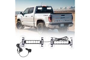 Tiannor 2X 6.1 inch Emergency Strobe Lights 12 LED Hazard Warning Flashing Safety Dash Side/Front/Rear Windshield Lights Grill Surface Mount for Construction Vehicles Tow/Plow Trucks(White Light)