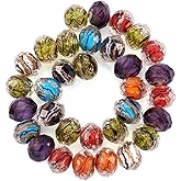 Craftdady 12mm Gold Sand Lampwork Faceted Glass Beads Millefiori Round Loose Bead with 1mm Hole for Jewelry Making, About 40pcs/Strand