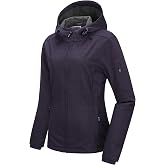 Outdoor Ventures Women's Softshell Jacket Fleece Lined Waterproof Rain Coat | Warm, Lightweight, Breathable, Insulated, Windbreaker, with Hood, 5 Pockets, Spring, Winter, for Hiking, Camping, Traveling