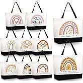 Sieral 10 Pcs Rainbow Canvas Tote Bag Teacher Appreciation Gift Bulk Retirement Thank You for Women(Cute Style)
