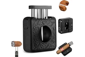 Cigar Cutter V Cut Portable, 4-in-1 V Cutter Guillotine Built in Cigar Punch & Twin Nubber & Cigar Holder, Multifunctional St