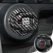 Autocollant Décoratif Fibre De Carbone Pour Bouton Démarrage Voiture - 25-26 Mm, Noir Ou Rouge