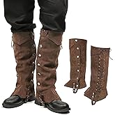 PROCOS Pirate Leg Covers Medieval Faux Leather Boot Covers Renaissance Steampunk Leg Covers (Coffee)