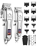 Ufree Hair Clippers for Men Professional, Barber Clippers and Trimmers Set, Cordless Hair Clippers for Hair Cutting Kit with LED Display, Electric Hair Trimmer, Gifts for Men, Silver