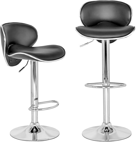 Bar Stools Bros Pair Casino Bar Stools (Black, Red, White) (Black
