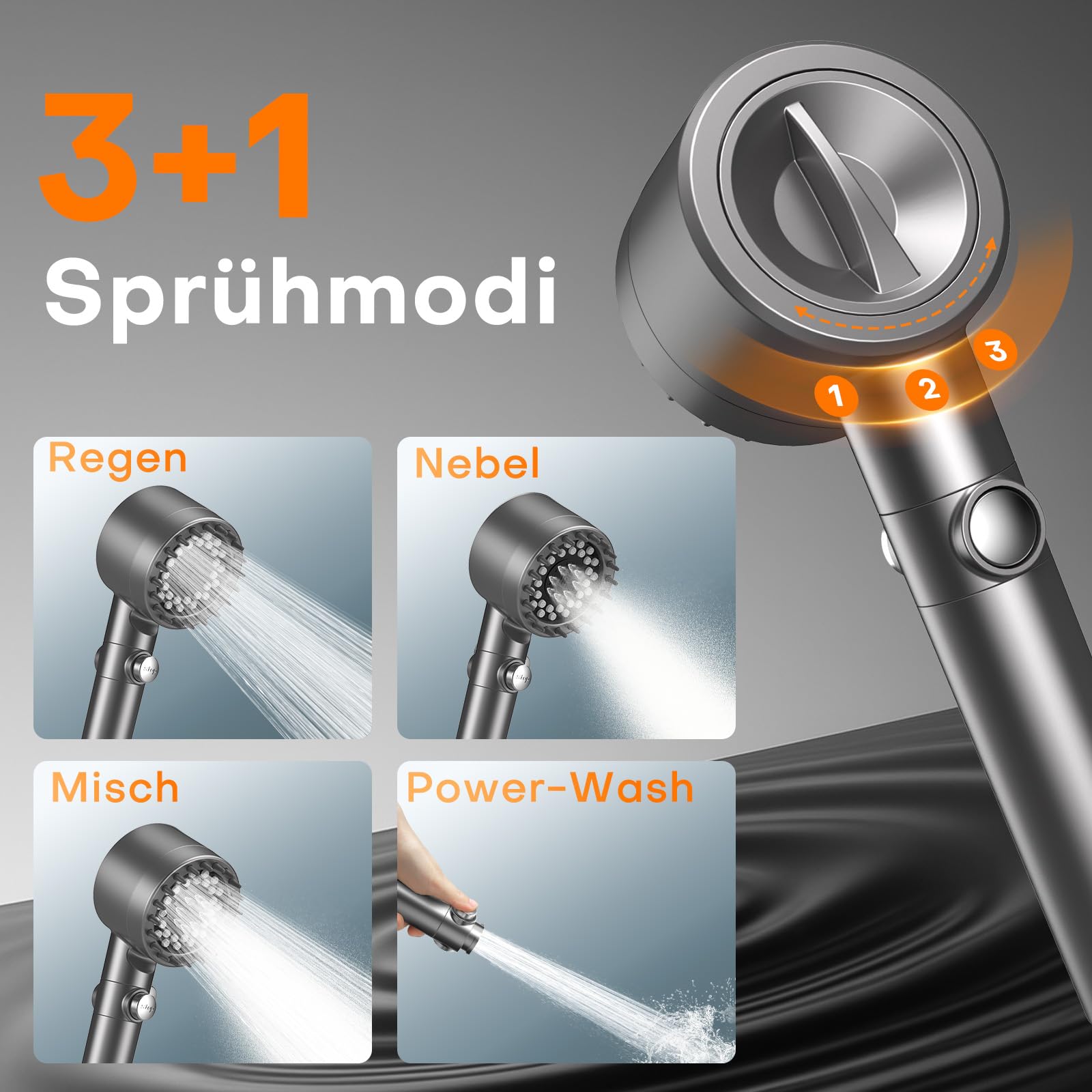 FEELSO Hochdruck-Duschkopf mit 15-Schicht-Filter und Anti-Verstopfungsdüsen 3