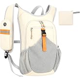 GOVQEXRL 15L Small Hiking Backpack, Lightweight Packable Foldable Casual Backpack for Women Men (Beige)