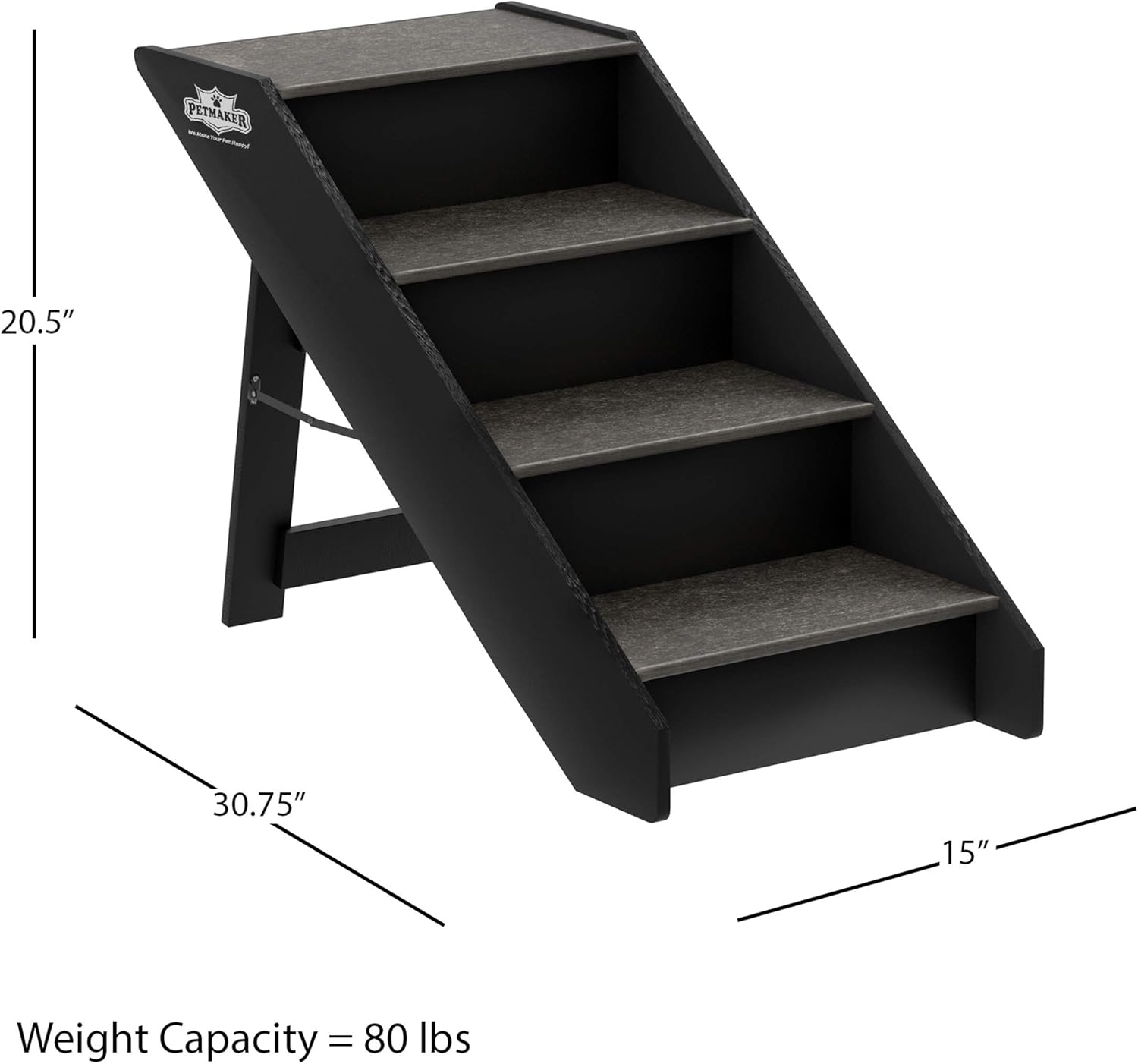 PETMAKER 80-PET6147 Folding Pet Stairs-Carpeted Foldable Durable Wood Steps-Compact, Portable, Sturdy for Home or Travel, Dogs, Cats, Petsup to 80Lbs, 4 Step : Pet Supplies