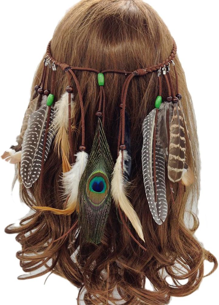 Gerilea Women Bohemia Peacock Feather Tassel Headbands Headwear Hair Accessories