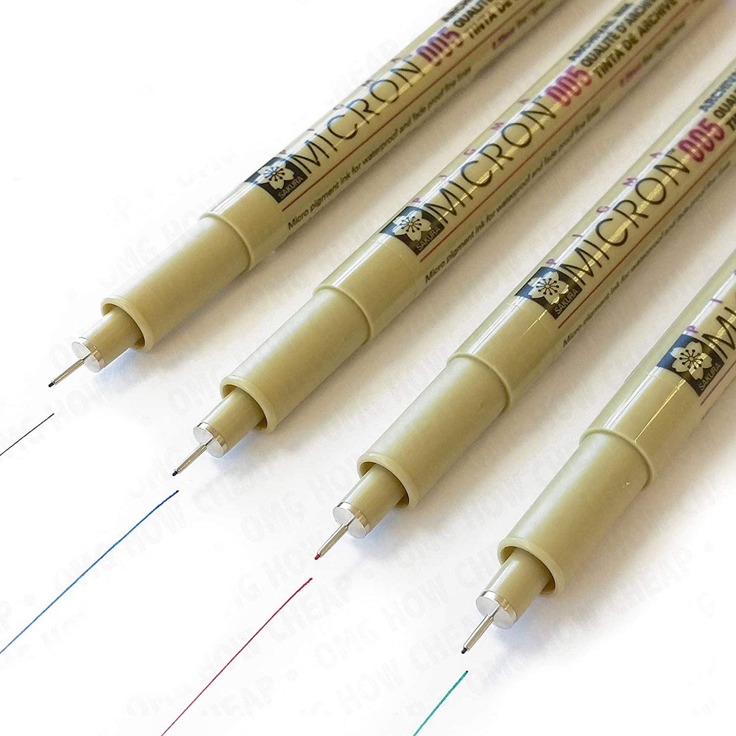 SAKURA Pigma Micron - Pigment Fineliners - Pack of 4 - XSDK005-0.2mm - Black, Blue, Red, and Green