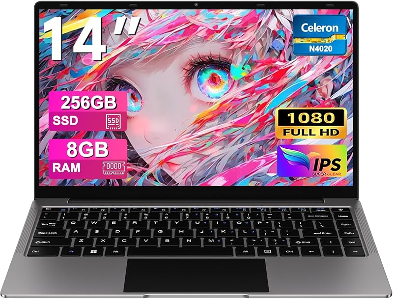 Ordenador Portátil 14" Win11 8GB 256GB SSD Soporte 1TB SSD Expansión Portátil 2.4G+5G WiFi BT 4.2 USB HDMI 1920x1080 FHD con Ratón Inalámbrico y Teclado Español Membrana - Gris — foto 1 de 8