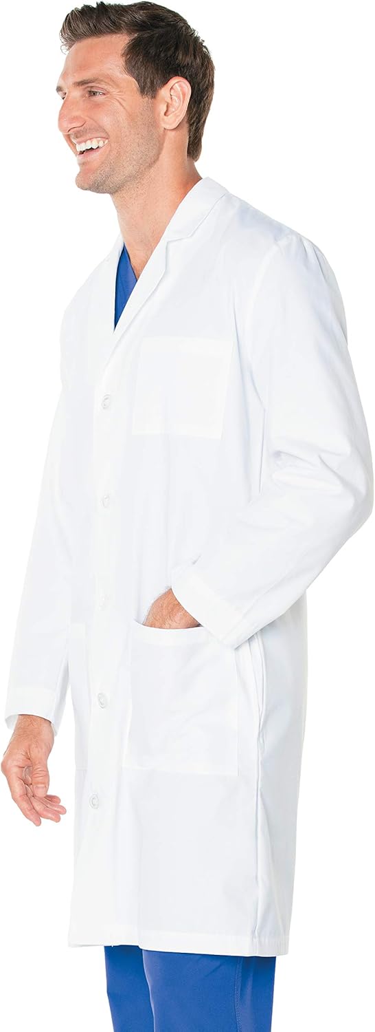 Landau Men's 3 Pocket, Classic Relaxed Fit, 5 Button Full Length, Antimicrobial Lab Coat 3145: Clothing