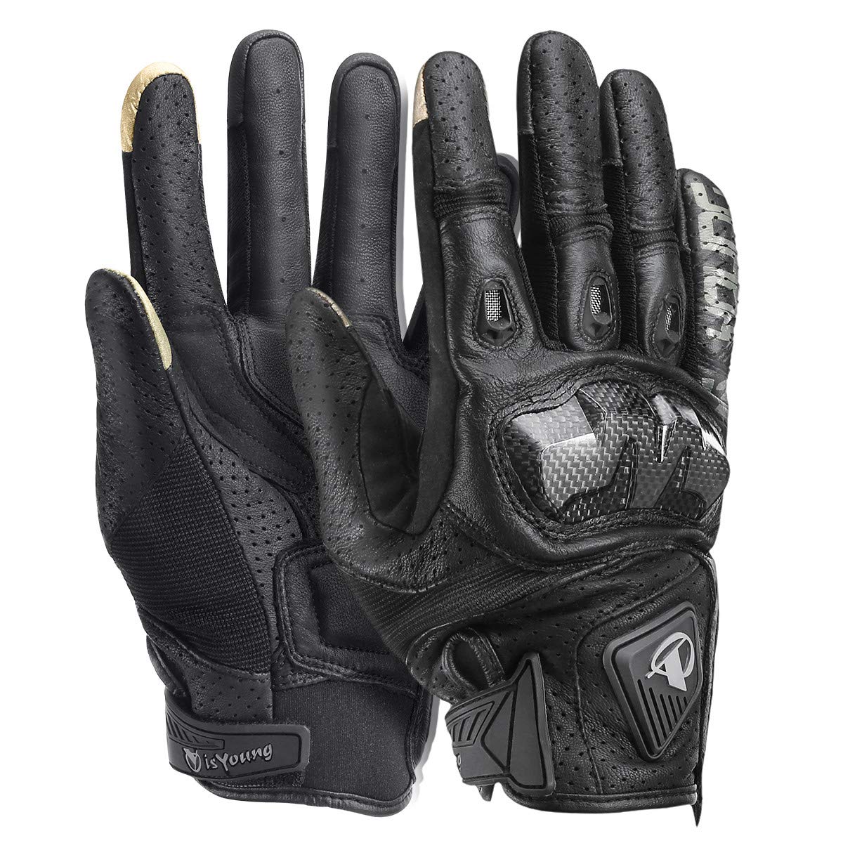 isYoung Guantes de Ciclismo, Guantes para Bicicleta de Pantalla Táctil para Mujer y Hombre Ajustable Invierno/Verano para Conducción Ciclismo Alpinismo Moto Deportivos, Camping, Trabajo（L/Negro）