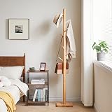 YMYNY Coat Rack Stand with 8 Hooks, 29x29x176 cm, Natural Wood view 4