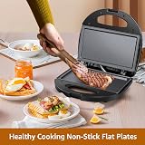 Aigostar Deep Fill Toastie Maker Panini Press 750W Non-Stick Plates Black view 2