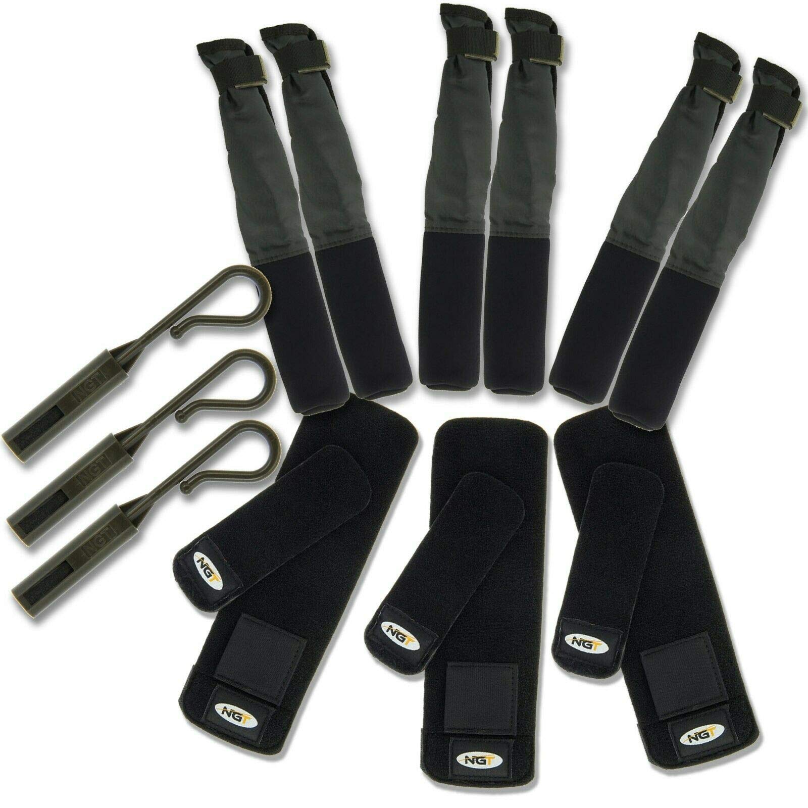 DNA Leisure 3x All Fishing Rod Tip & Butt Protectors + Rod Bands with Lead pouch and Hook Safe