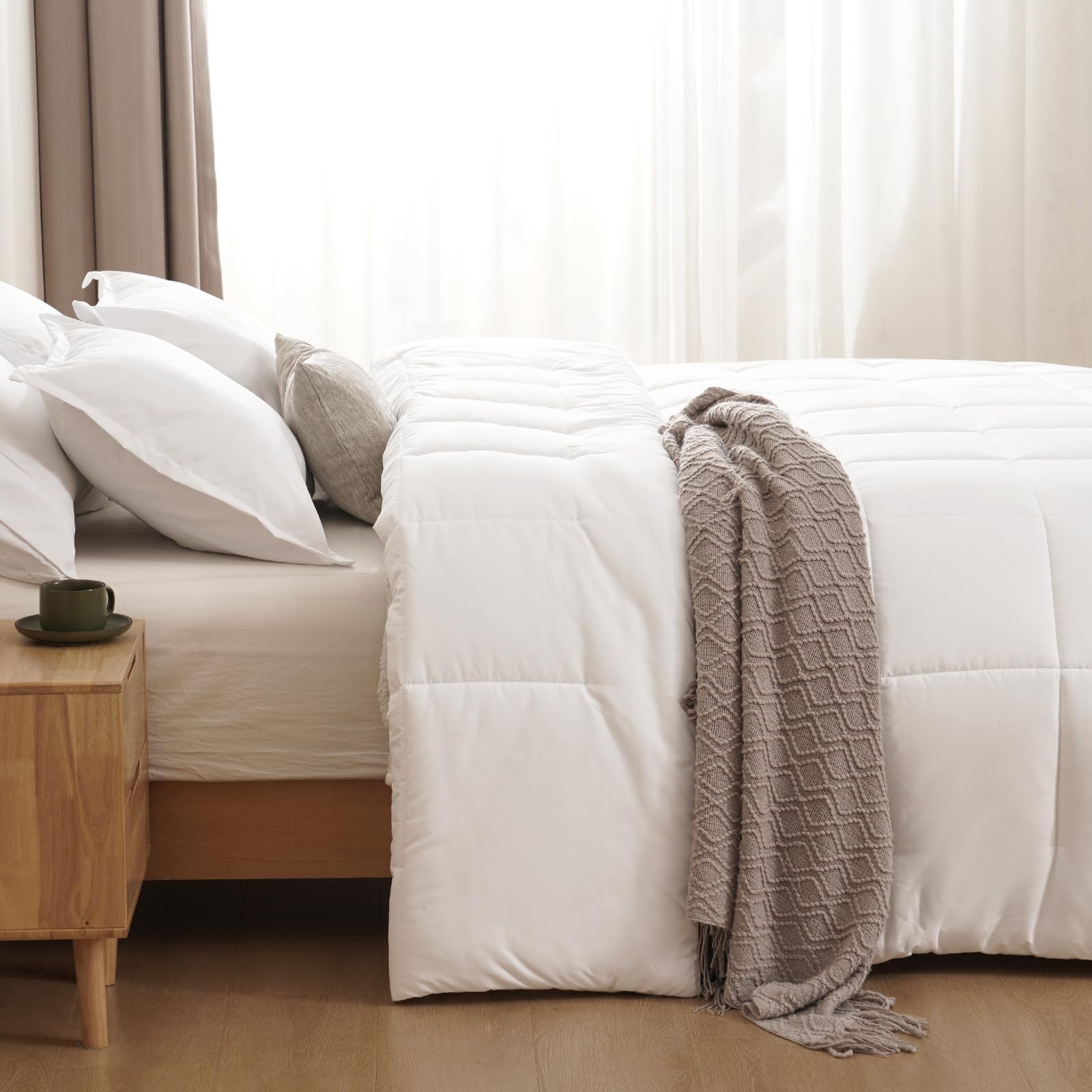 PHF White King Size Comforter Set, 3 Pieces Ultra