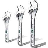 SK 3-Piece Adjustable Wrench Set, 6", 8", 10", SAE &amp; Metric Scales | X-Frame Handle, Precision Jaw, Chrome Vanadium Steel, Chrome-Plated Rust Resistant Finish