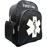 Red Emergency Backpack First Aid Bag Empty Medical First Aid Back Pack Treatment First Responder Trauma Bag for Camping Daycare Vacation Outdoors Pet Dog Cat Road Trip Cycling Riding (Black White)