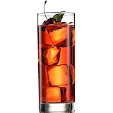 Paksh Novelty Italian Highball Glasses [Set of 6] Clear Heavy Base Tall Bar Glass - Drinking Glasses for Water, Juice, Beer, 