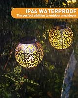 MOXTOYU Solar Lanterns 2 Pack Outdoor IP44 Metal Yard Lights Black view 3