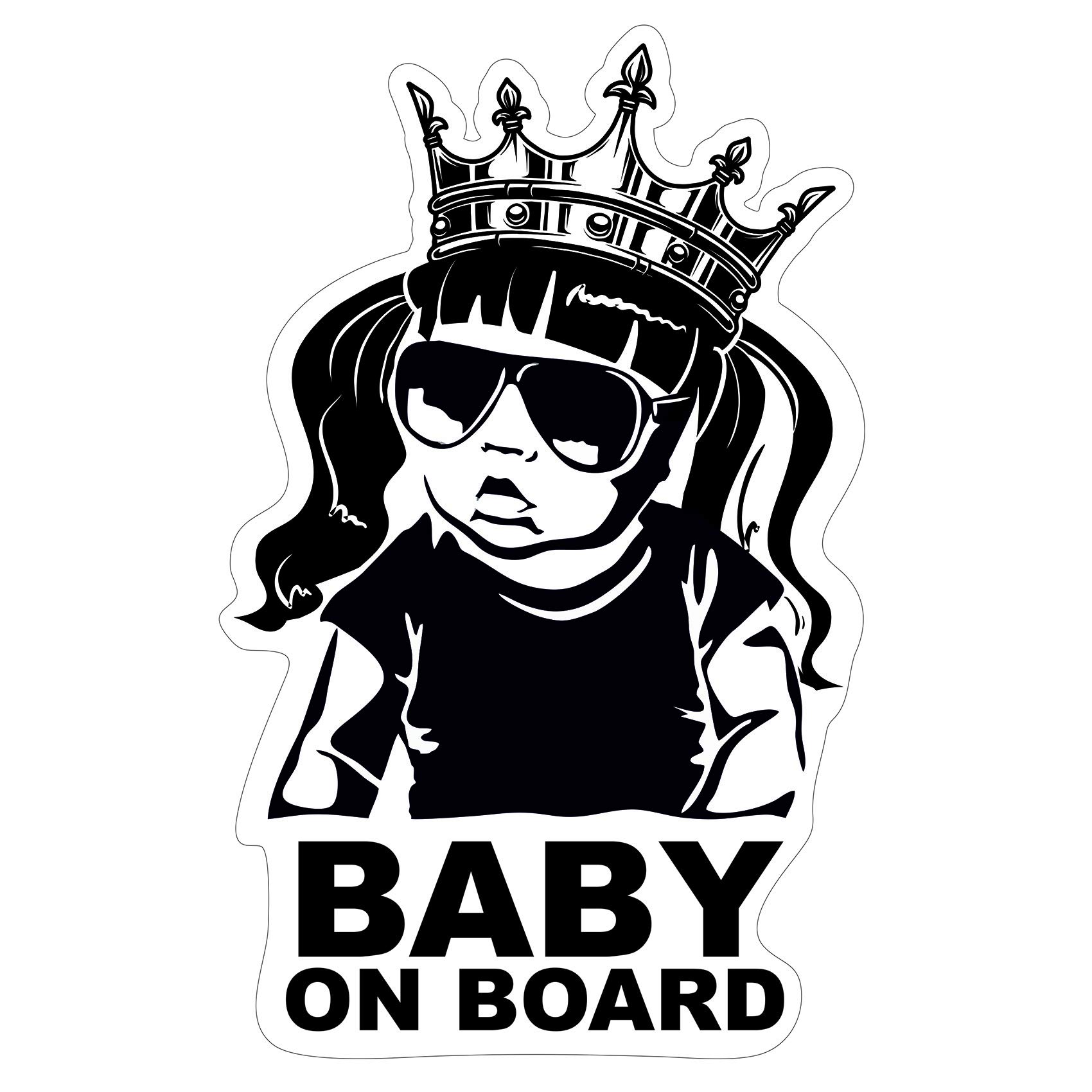 Baby on Board Sticker 12 x 7 cm Car Sticker Finest Folia Car Sticker UV Weatherproof Waterproof Hangover R045 (Girls, Baby on Board Crown)