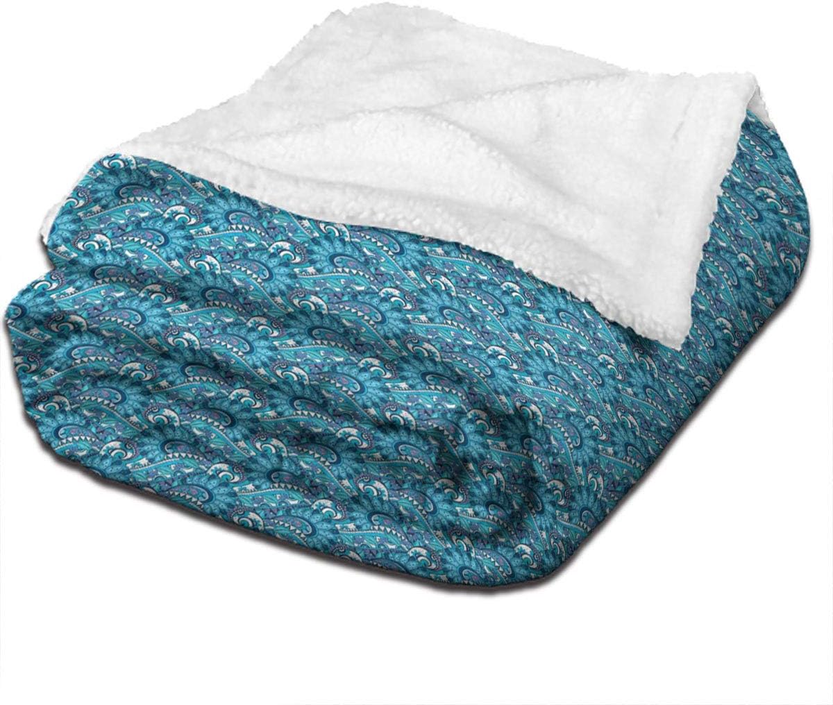 Blue Baby Blankets for Girls，Hand Drawn Floral Pattern with