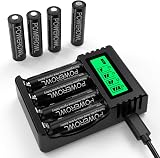 POWEROWL AA Rechargeable Batteries 8 Pack 2800mAh Ni-MH with 4 Bay Charger