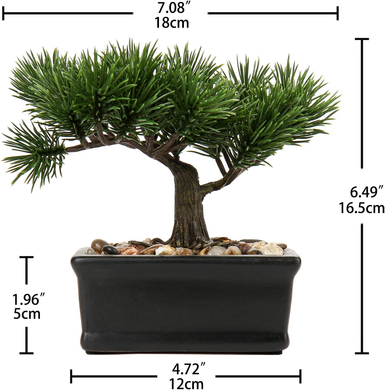 Briful 6.49" Artificial Bonsai Tree Fake Plants Japanese Bonsai Decoration Artificial Plant Indoor Potted Faux Pine Plants for Indoor/Outdoor Home Office Desk Décor - Image 3