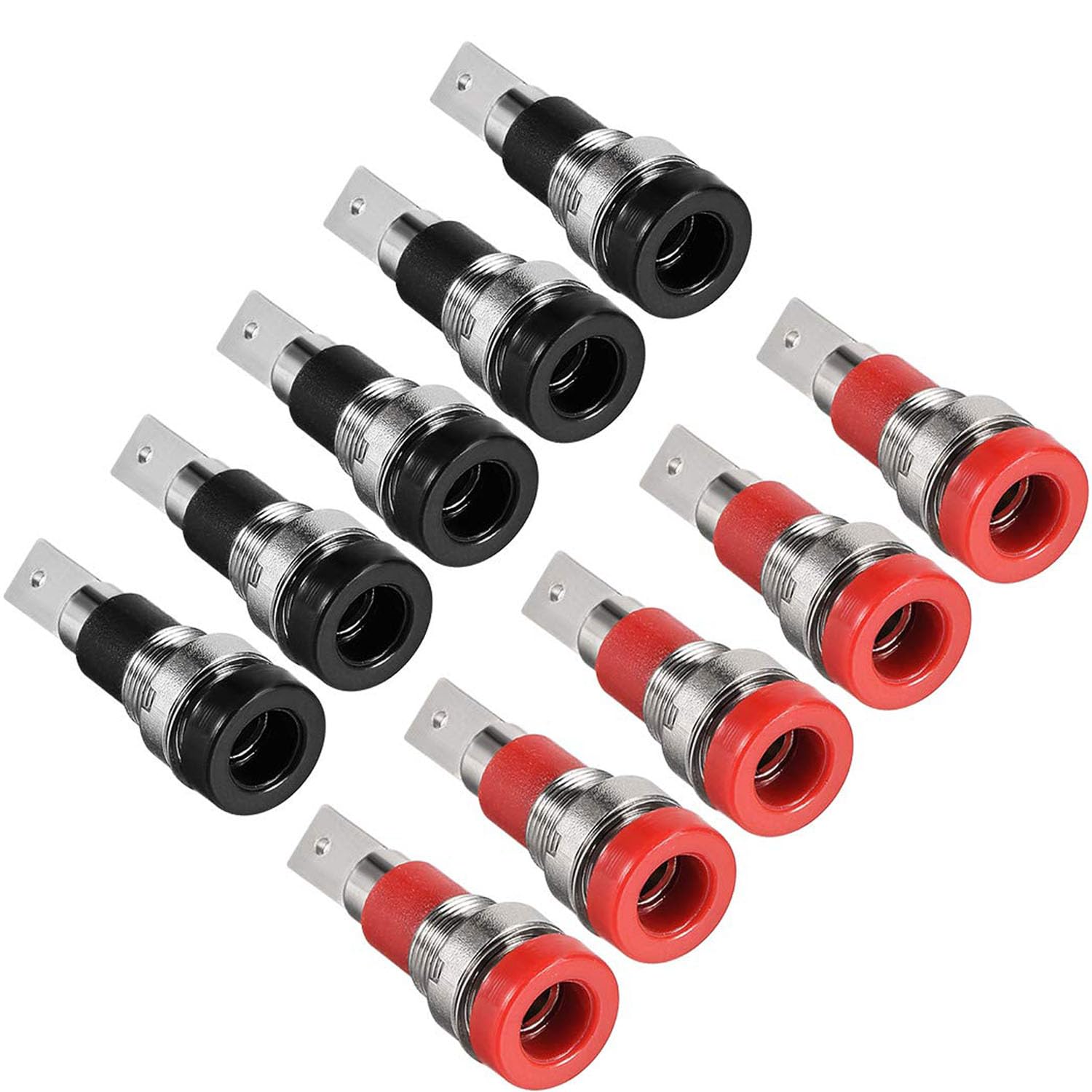 RUNCCI-YUN 10Pcs 4mm Banana Jack Socket Female Adapter Panel Mount Binding Post for 4mm Banana Plug Connectors Speaker Cable Connectors(Black and Red)