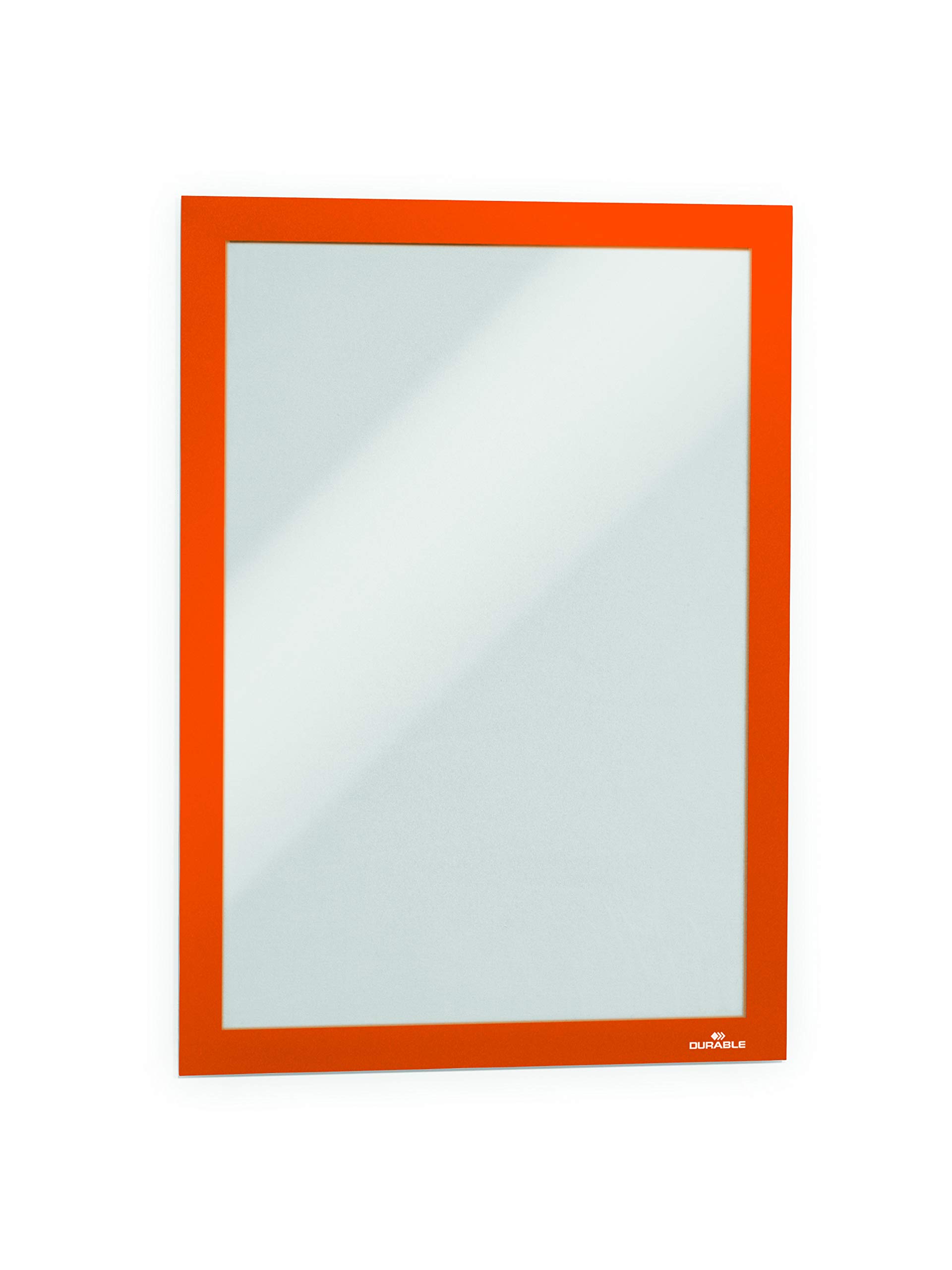 Durable DURAFRAME Self-Adhesive Magnetic Frame - A4 Orange - Pack of 10 - Document Frame For Professional Internal Signage - Self-Adhesive Attachment