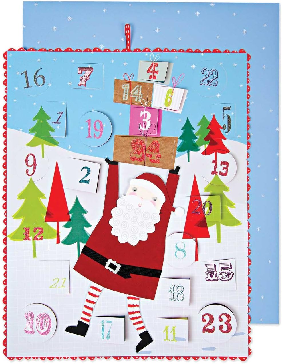 Meri Meri "Dancing Santa" Christmas Advent Calendar 14.5" Tall x 11.25" (Doors Open)